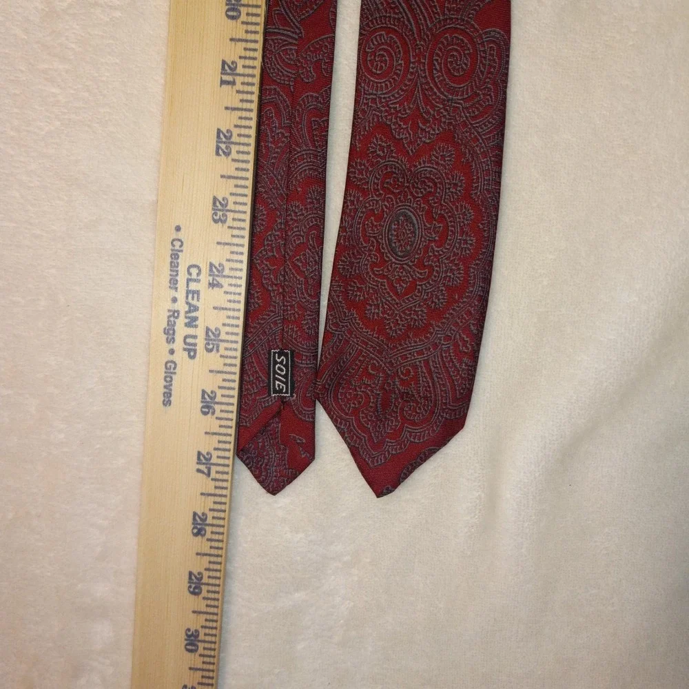 VTG Miller & Rhoads Silk Skinny Tie PAISLEY RED SOIE CHAMPS ELYSEES